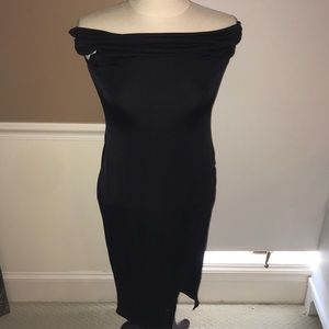 Black body con dress with side slit